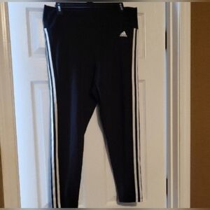 Adidas Black Womens Leggings with White Side Stripes
